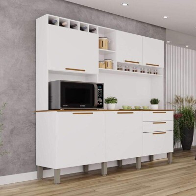 Arm�rio Cozinha New Top�zio Branco/Cinamomo 6 Portas 2 Gavetas Larg. 1.65m - Sall�to