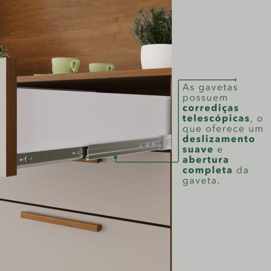 Arm�rio Cozinha New Top�zio Branco/Cinamomo 6 Portas 2 Gavetas Larg. 1.65m - Sall�to