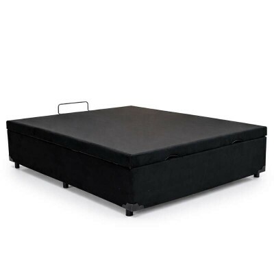 Base Box Ba� Casal Prime Confort Sued Preto Blindado 138x188x45 - Issacar