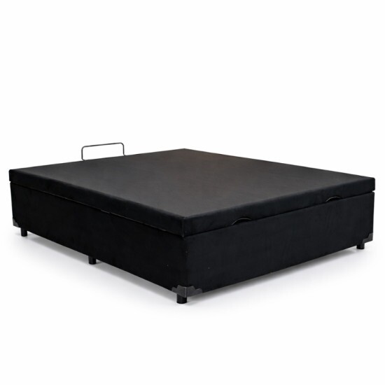Colch�o Casal Airtech 150 Ortopillow Ortop�dico D45 Ortobom + Box Ba� Casal Prime Confort Sued Preto Blindado Issacar - 138x188x73 | Suporta at� 240kg
