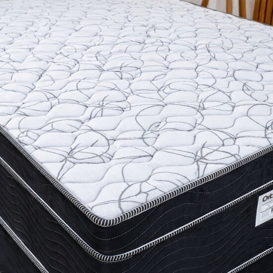 Colch�o Casal Airtech 150 Ortopillow Ortop�dico D45 Ortobom + Box Ba� Casal Prime Confort Sued Preto Blindado Issacar - 138x188x73 | Suporta at� 240kg