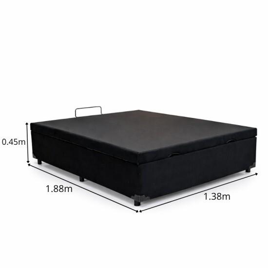 Colch�o Casal Classic Supreme Ortop�dico Lestespuma + Base Box Ba� Casal Prime Confort Sued Preto Blindado Issacar - 138x188x64 | Suporta at� 200kg