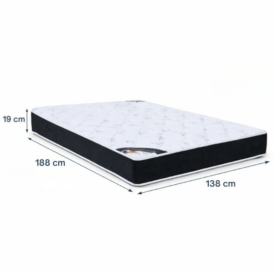Colch�o Casal Classic Supreme Ortop�dico Lestespuma + Base Box Ba� Casal Prime Confort Sued Preto Blindado Issacar - 138x188x64 | Suporta at� 200kg