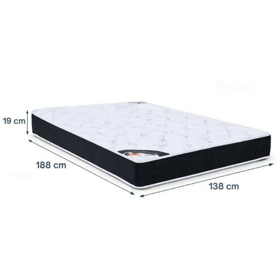 Colch�o Casal Classic Supreme Ortop�dico Lestespuma + Box Casal Sued Preto - Ortobel - 138x188x56 | Suporta at� 200kg