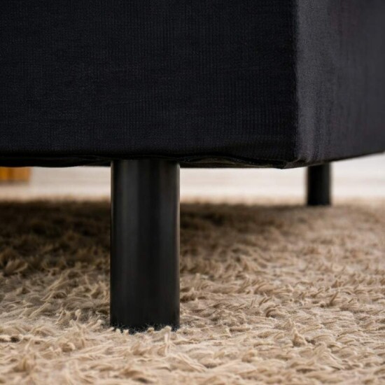 Colch�o Casal Classic Supreme Ortop�dico Lestespuma + Box Casal Sued Preto - Ortobel - 138x188x56 | Suporta at� 200kg