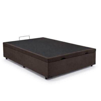 Base Box Ba� Casal Prime Confort Sued Marrom Blindado 138x188x45 - Issacar