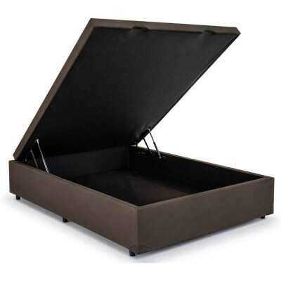 Base Box Ba� Casal Prime Confort Sued Marrom Blindado 138x188x45 - Issacar