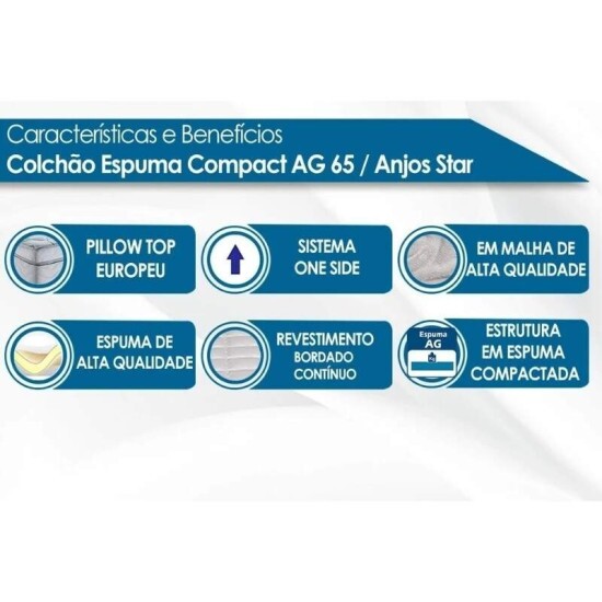 Colch�o Casal Star One Ortop�dico D-65 138x188x30 - Anjos | Suporta at� 280kg