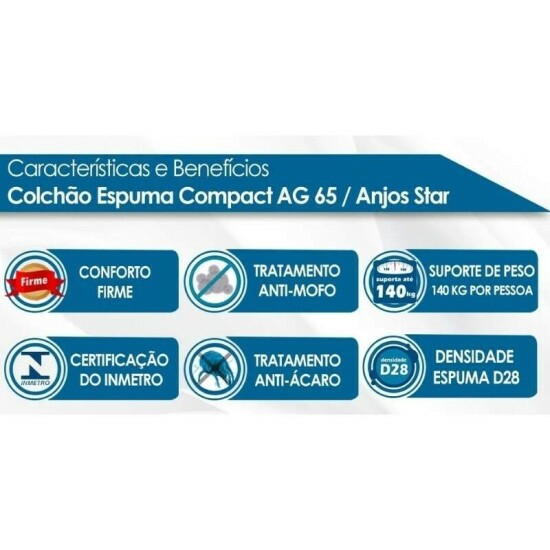 Colch�o Casal Star One Ortop�dico D-65 138x188x30 - Anjos | Suporta at� 280kg