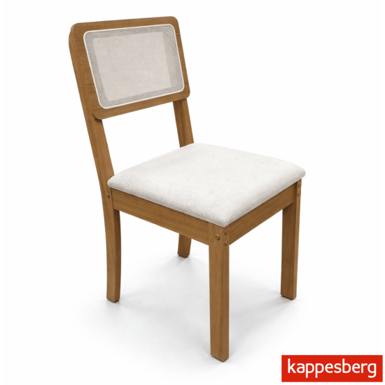 Mesa de jantar Jade BA54 Tampo Redonda 105x105cm MDF c/vidro Off White + 4 Cadeiras Gardeni Canela - Kappesberg