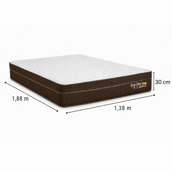 Colch�o Casal Star One Ortop�dico D-65 - Anjos + Base Box Ba� Casal Prime Confort Sued Marrom Blindado Issacar - 138x188x75 | Suporta at� 280kg