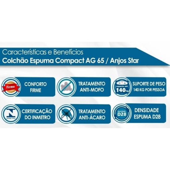 Colch�o Casal Star One Ortop�dico D-65 - Anjos + Base Box Ba� Casal Prime Confort Sued Marrom Blindado Issacar - 138x188x75 | Suporta at� 280kg