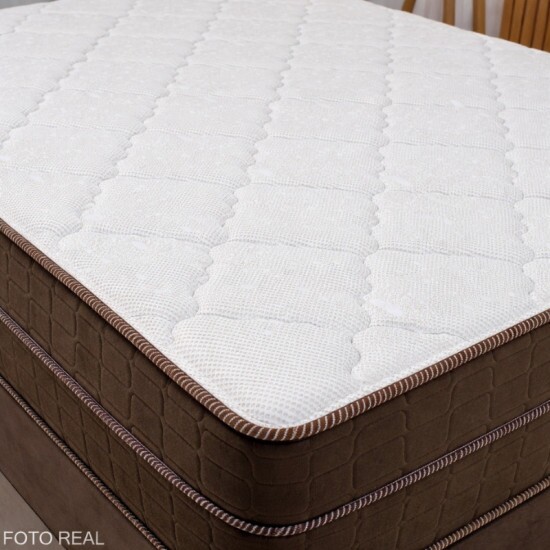 Colch�o Casal Star One Ortop�dico D-65 - Anjos + Base Box Ba� Casal Prime Confort Sued Marrom Blindado Issacar - 138x188x75 | Suporta at� 280kg