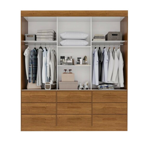 Guarda-roupa Casal New Star Cinamomo 3 Portas 9 Gavetas C/ 1 Espelho C/p�s Larg. 1.80m - Sall�to