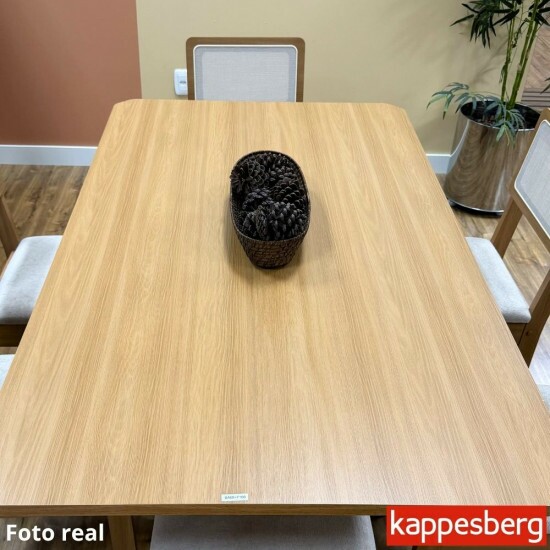 Mesa de Jantar BA65 Tampo MDF Madeirado 120X80 + 4 Cad. Gardeni Cinamomo - Kappesberg