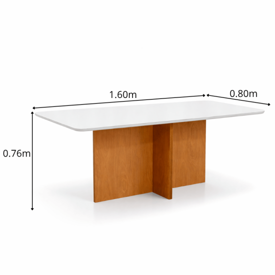 Mesa de Jantar Moscou 160x80 Vidro Off/Base Cinamomo + 6 Cad. Londres Linho Prata Madeira Minas Plac - Entregue Montada