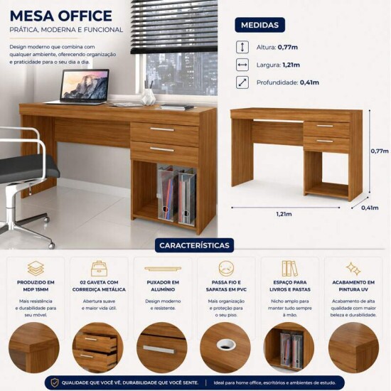 Mesa 1,21m Office NT 51015 Freij� - Not�vel