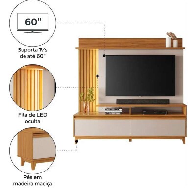Home NT 1400 Freij�/Off C/Detalhe Ripado e LED para TV's at� 60 Polegadas Larg. 1.83m - Not�vel