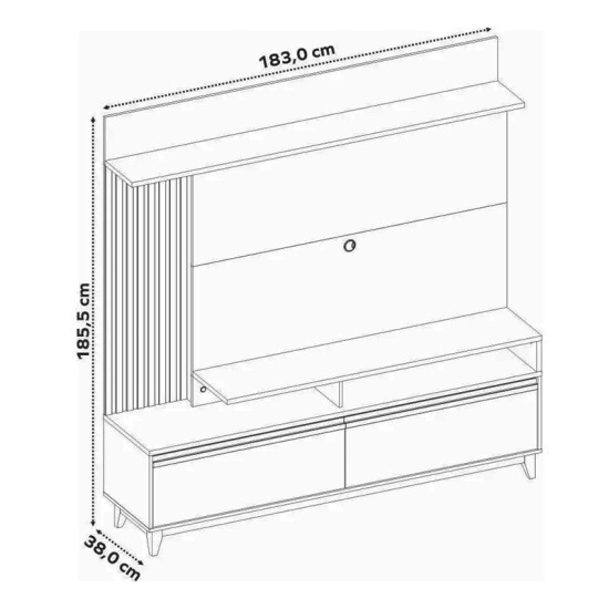 Home 1,83m NT 1400 Freij�/Off com Detalhe Ripado e LED para TV at� 60\\\" - Not�vel