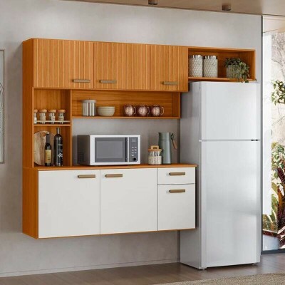 Kit Cozinha Suspensa Manu C/Detalhe Ripado Freij�/Off Larg. 1.80m - Poliman