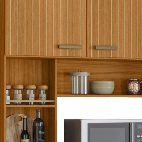 Kit de Cozinha Suspensa 1,80m Manu com Detalhe Ripado Freij�/Off - Poliman