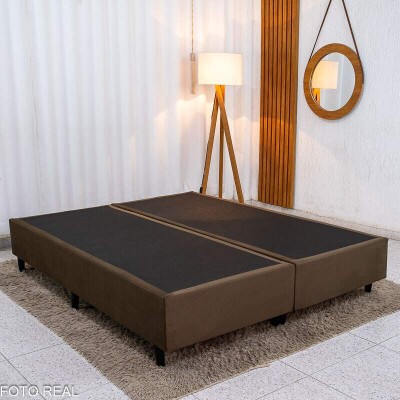Box Queen Bipartida 158x198x37 Sued Marrom - Ortobel