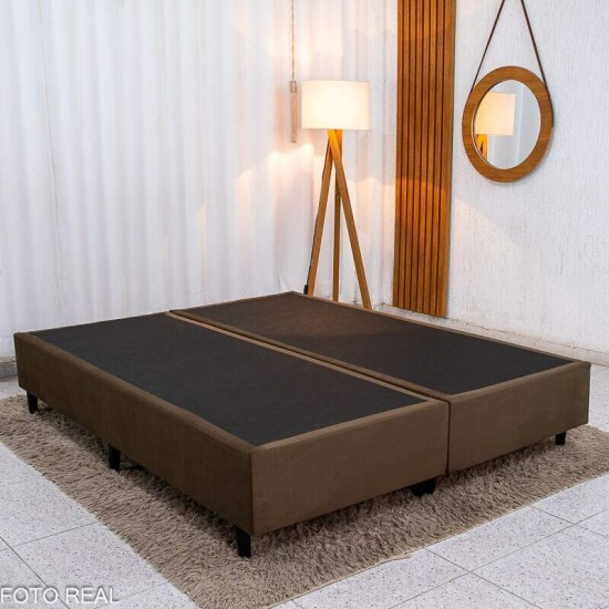 Box Queen Bipartida 158x198x37 Sued Marrom - Ortobel