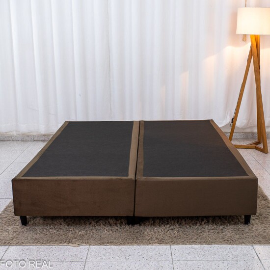 Box Queen Bipartida 158x198x37 Sued Marrom - Ortobel