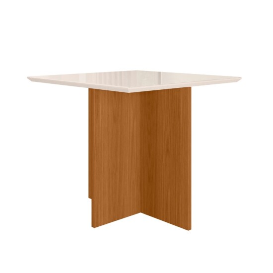 Mesa de Jantar Helo 90�90 Vidro Off/Base Freij� - Poliman