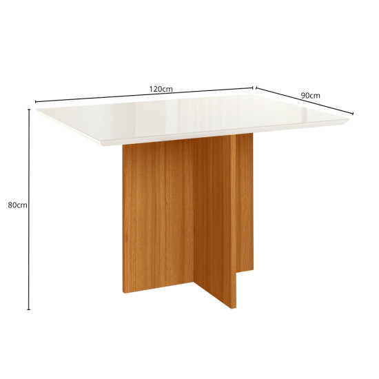 Base Mesa de Jantar Helo 120x90 Vidro Off Base Freij� - Poliman