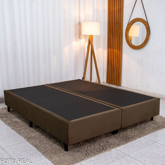 Colch�o Opala Queen Molas Ensacadas - Gazin + Box Queen Bipartida Sued Marrom - Ortobel - 158x198x69 | Suporta at� 240kg