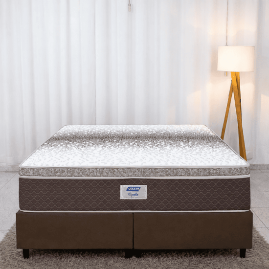 Colch�o Opala Queen Molas Ensacadas - Gazin + Box Queen Bipartida Sued Marrom - Ortobel - 158x198x69 | Suporta at� 240kg