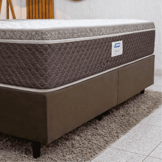 Colch�o Opala Queen Molas Ensacadas - Gazin + Box Queen Bipartida Sued Marrom - Ortobel - 158x198x69 | Suporta at� 240kg