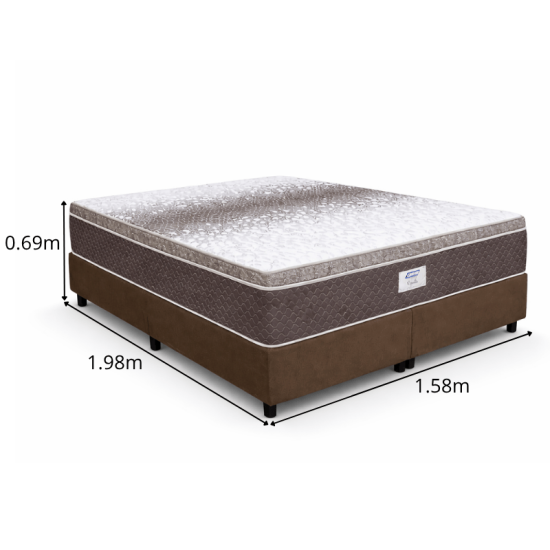Colch�o Opala Queen Molas Ensacadas - Gazin + Box Queen Bipartida Sued Marrom - Ortobel - 158x198x69 | Suporta at� 240kg