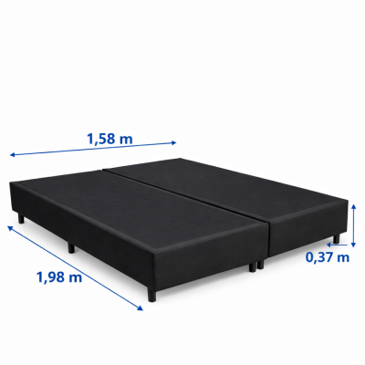 Box Queen Bipartida 158x198x37 Sued Preto - Ortobel