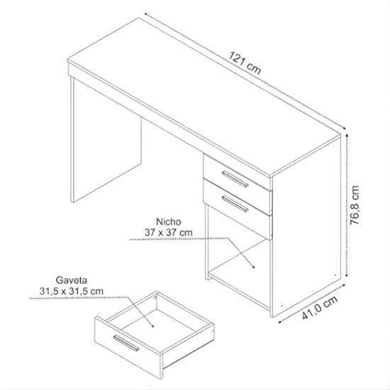 Combo Multiuso 0,70m Escrit�rio 2 Portas + Mesa 1,21m Office NT 51015 Freij� - Not�vel