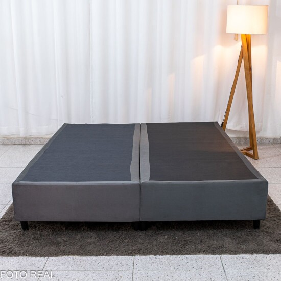 Box Queen Bipartida Sued Cinza 158x198x37 - Ortobel