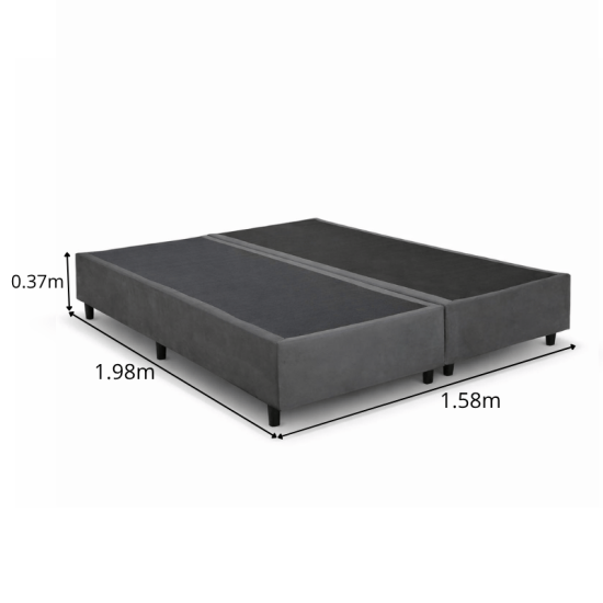 Box Queen Bipartida Sued Cinza 158x198x37 - Ortobel