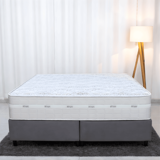 Colch�o Carbon Queen Molas Ensacadas - Anjos + Box Queen Bipartida Sued Marrom - Ortobel - 158x198x69 | Suporta at� 240kg