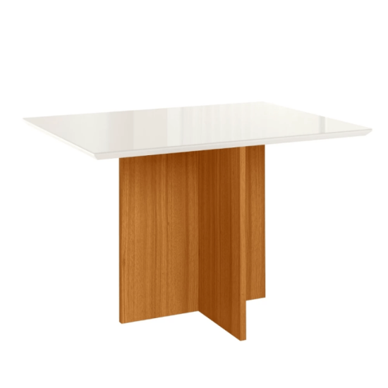 Mesa de Jantar Helo 120�90 Vidro Off/Base Freij� Poliman + 4 Cad. Lisboa Veludo Bege 512 Madeira - Art Assento