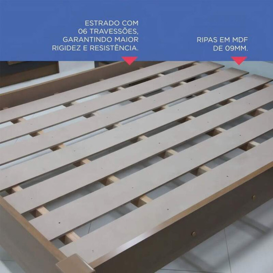 Cama Casal Prim�cia Plus Castanho 1,53m 100% MDF - D Doro