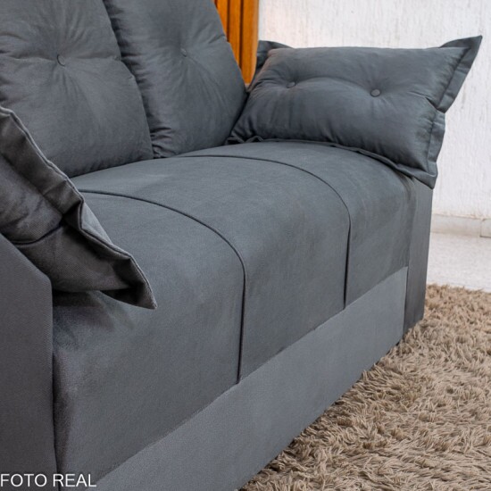 Sof� 3 Lugares Petra Veludinho Cinza Lar. 1.70m 605/502