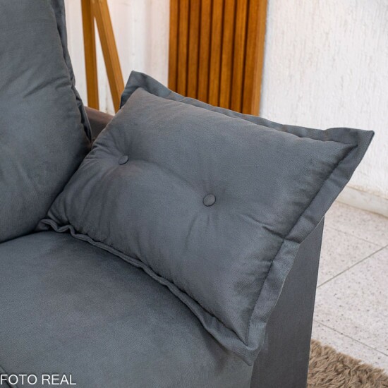Sof� 3 Lugares Petra Veludinho Cinza Lar. 1.70m 605/502