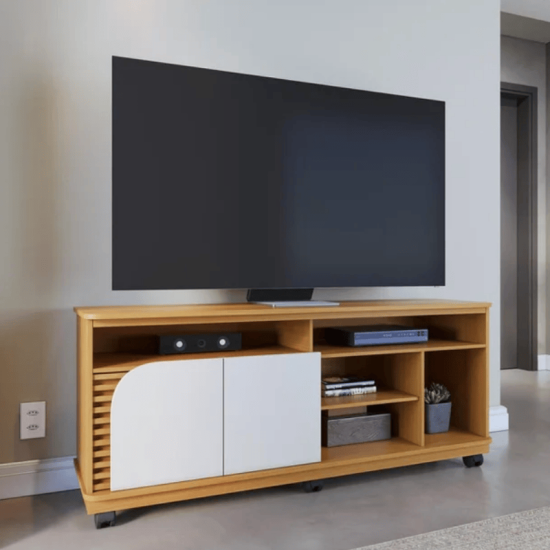 Rack Bancada Jurer� Larg. 1.50m Naturale/Off White Mate para TV at� 65\\\"- Colibri