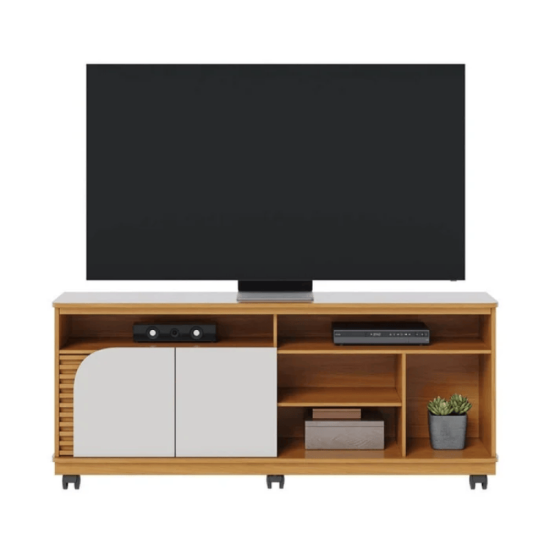 Rack Bancada Jurer� Larg. 1.50m Naturale/Off White Mate para TV at� 65\\\"- Colibri