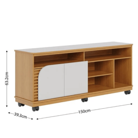 Rack Bancada Jurer� Larg. 1.50m Naturale/Off White Mate para TV at� 65\\\"- Colibri