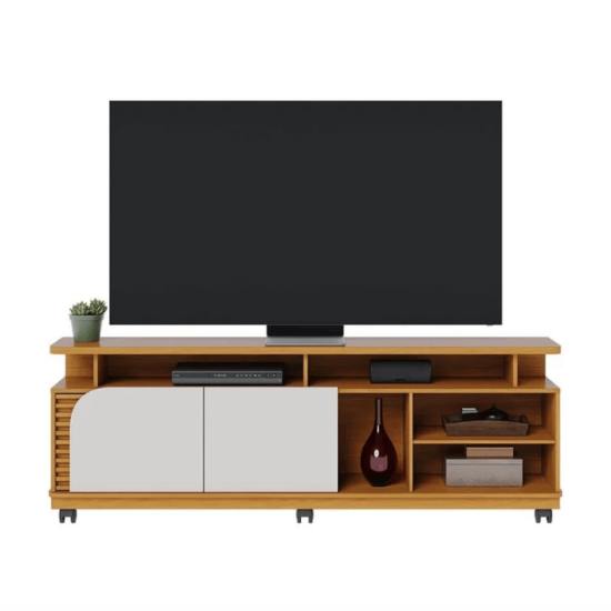 Rack Bancada Jurer� Larg. 1.80m Naturale/Off White Mate para TV at� 75\\\" - Colibri