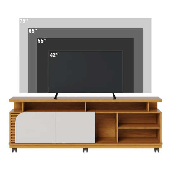 Rack Bancada Jurer� Larg. 1.80m Naturale/Off White Mate para TV at� 75\\\" - Colibri