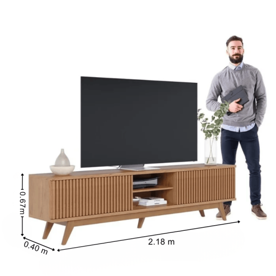 Rack Bancada Fortaleza C/Detalhe Ripado Larg. 2.18m Freij� Para TV\\\'s at� 75 Polegadas - Colibri