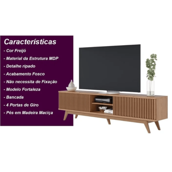 Rack Bancada Fortaleza C/Detalhe Ripado Larg. 2.18m Freij� Para TV\\\'s at� 75 Polegadas - Colibri